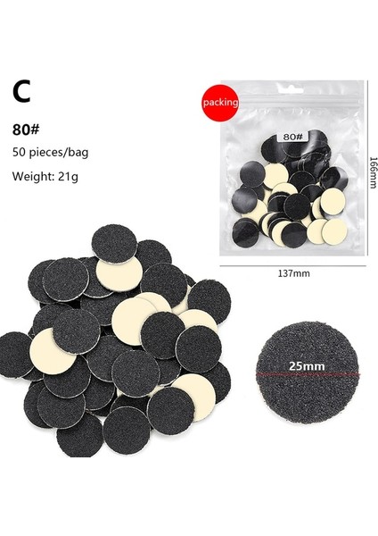 C 50 Adet 25MM Çap Ayak Törpü Ayak Dosya Mandrel Ayak Zımpara Kağıdı Pedikür Cilalı Zımpara Halkası Pedikür Araçları (Yurt Dışından)