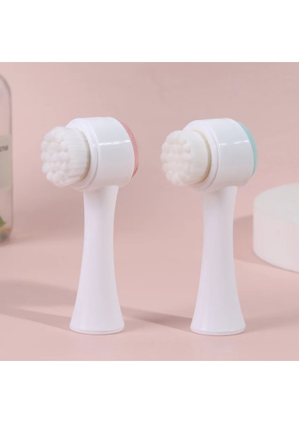 Pembe 1 Pc Silikon Çift Taraflı Yüz Fırçası Çift Taraflı Yüz Temizleyici Siyah Nokta Çıkarma Gözenek Temiz Peeling Yüz Fırçası (Yurt Dışından)