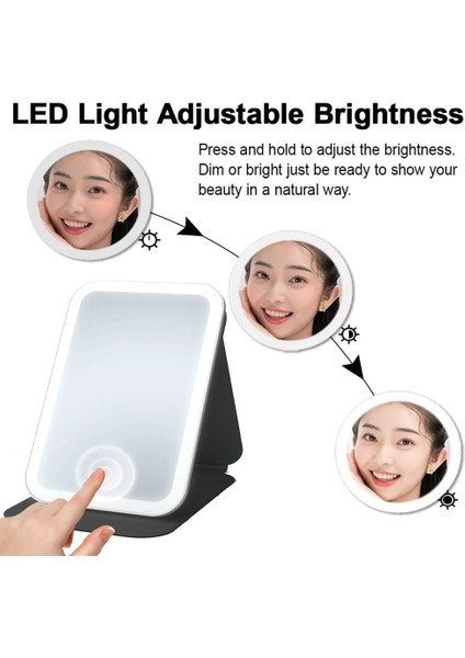 Aj Küçük Mor Taşınabilir Katlanır LED Ayna 360 Yatak Odası Tuvalet Masası Masası Seyahat Aynaları Kadın Makyaj Araçları Ayakta Vanity Miroir Işıkları ile (Yurt Dışından)
