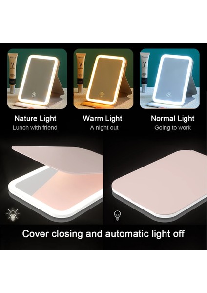 Aj Küçük Mor Taşınabilir Katlanır LED Ayna 360 Yatak Odası Tuvalet Masası Masası Seyahat Aynaları Kadın Makyaj Araçları Ayakta Vanity Miroir Işıkları ile (Yurt Dışından)