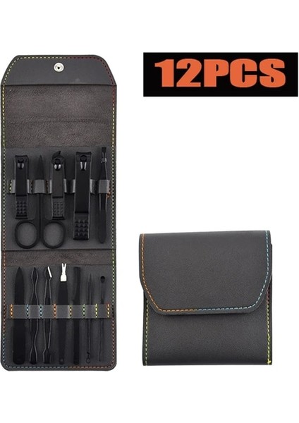 12PCS-GRI Tırnak Makası Takım Elbise 4/12/16 Adet Tırnak Makası Tırnak Makası Katlama Çantası-Güzellik Manikür Tırnak Törpüsü Aracı (Yurt Dışından)