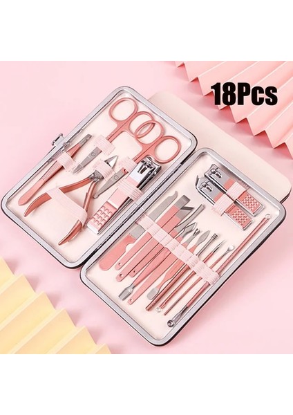 ROSE-18PCS Klasik Siyah 18/16/12/10/7 Adet Tırnak Makası Seti Paslanmaz Çelik Manikür Kesiciler Kulak Kaşığı Tırnak Makası Aracı Pedikür Ev (Yurt Dışından)