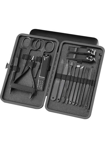 ROSE-18PCS Klasik Siyah 18/16/12/10/7 Adet Tırnak Makası Seti Paslanmaz Çelik Manikür Kesiciler Kulak Kaşığı Tırnak Makası Aracı Pedikür Ev (Yurt Dışından) fiyatları