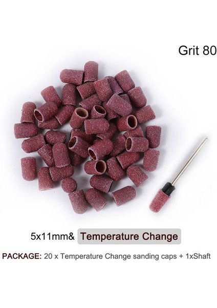 20 Adet 5X11MM 20 Adet/takım #80 Sıcaklık Değişimi Zımpara Bandı Kapakları Mandrel ile Tırnak Matkap Ucu Freze Kesiciler Parlatma Pedikür Aksesuarları (Yurt Dışından)