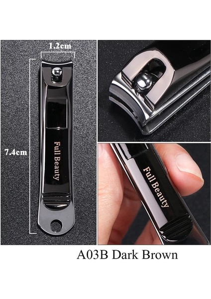 A03B Koyu Kahverengi Paslanmaz Çelik Tırnak Makası Tırnak Makası Kesici Anti Sıçrama Meslek Düzeltici Makinesi Manikür Pedikür Araçları CH1557-1 (Yurt Dışından)