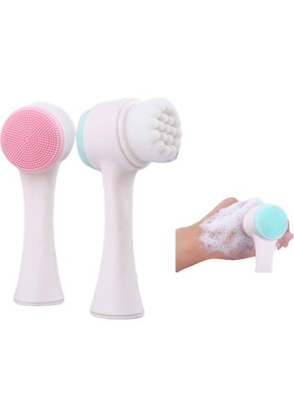 Mavi Çok Fonksiyonlu Silikon Temizleme Fırçası Manuel Masaj Yüz Baş Yıkama Peeling Fırçalama Fırçaları Makyaj Temizleyici Cilt Bakımı Aracı (Yurt Dışından)