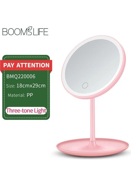 Pembe C LED Makyaj Aynası Işıklı Yüz Aynası Depolama Masaüstü Dönen Işık Makyaj Aynası Ayarlanabilir Dimmer USB Kozmetik Ayna (Yurt Dışından)
