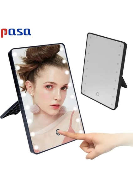 Aa 16 LED Beyaz LED Işıklı Makyaj Aynası Işık Lambası ile Taşınabilir Dokunmatik Ekran Kozmetik Ayna Güzellik Masaüstü Vanity Masa Standı Aynalar (Yurt Dışından) fiyatları