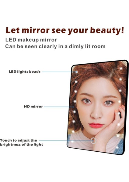 Aa 16 LED Beyaz LED Işıklı Makyaj Aynası Işık Lambası ile Taşınabilir Dokunmatik Ekran Kozmetik Ayna Güzellik Masaüstü Vanity Masa Standı Aynalar (Yurt Dışından) indirimleri