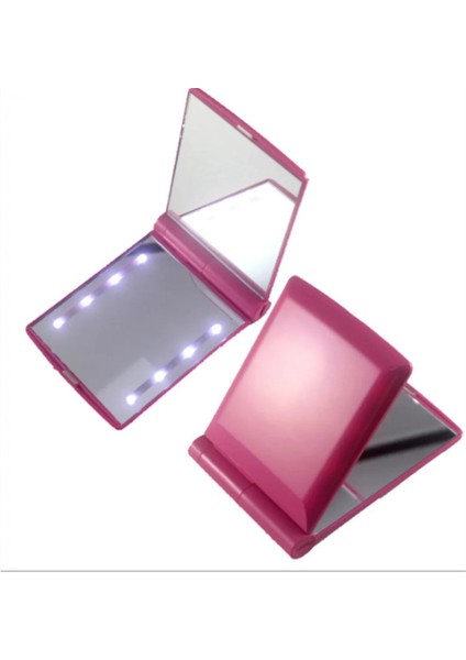 Beyaz 7x7 cm Kadın Küçük Vanity Makyaj Aynaları LED Işık ile El Katlanabilir Çift Taraflı Kompakt Cep El Kozmetik Ayna Güzellik Araçları (Yurt Dışından)