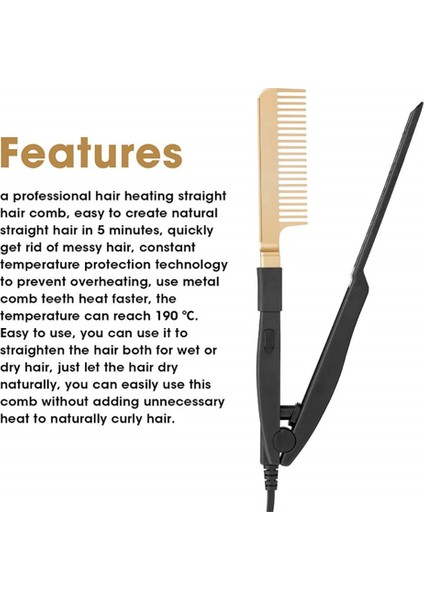 Ingiltere 50W Saç Fırçası Düzleştirici Islak ve Kuru Taşınabilir Net Ağırlık 168G Hızlı Isıtma Oluklu Sıcak Tarak Demir Şekillendirme Aletleri Maksimum 190 °c (Yurt Dışından) fırsatları