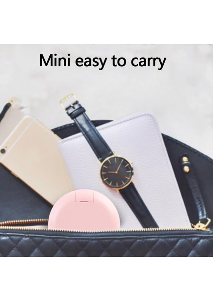 Pembe Taşınabilir Mini LED Makyaj Aynası El Dairesel Seyahat Algılama Aydınlatma Kozmetik Aynalar Kablosuz USB Şarj Makyaj Aracı (Yurt Dışından) fırsatları