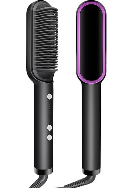 Siyah Bize Çok Fonksiyonlu Saç Düzleştirici Tarak Saç Fırçası Saç Bigudi Profesyonel Elektrikli Bukle Makinesi Saç Stili Düzleştirici Hızlı (Yurt Dışından)