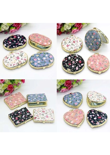 Yuvarlak Pembe Mini Iki Taraflı Katlanır Makyaj Aynası Kadın Vintage Baskılı Yuvarlak Makyaj Kompakt Cep Çiçek Hediye Için Taşınabilir Kozmetik Aynalar (Yurt Dışından)