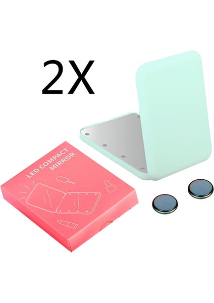 Kobi Yeşil Mini Makyaj Aynası LED Işıklı Küçük Taşınabilir Katlanabilir Küçük El Lumineux Seyahat Akıllı Pembe Makyaj Aynaları Makyaj Araçları (Yurt Dışından)