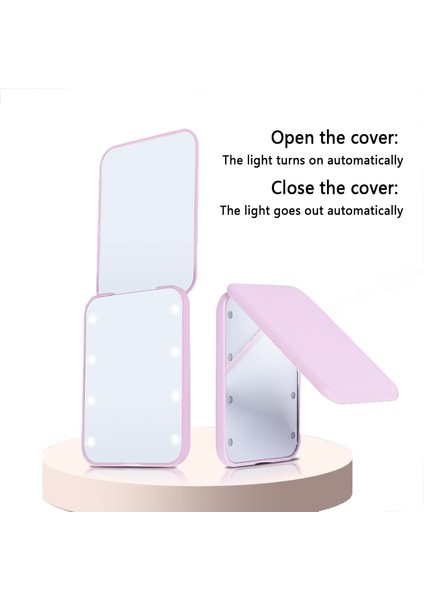 Kobi Yeşil Mini Makyaj Aynası LED Işıklı Küçük Taşınabilir Katlanabilir Küçük El Lumineux Seyahat Akıllı Pembe Makyaj Aynaları Makyaj Araçları (Yurt Dışından)