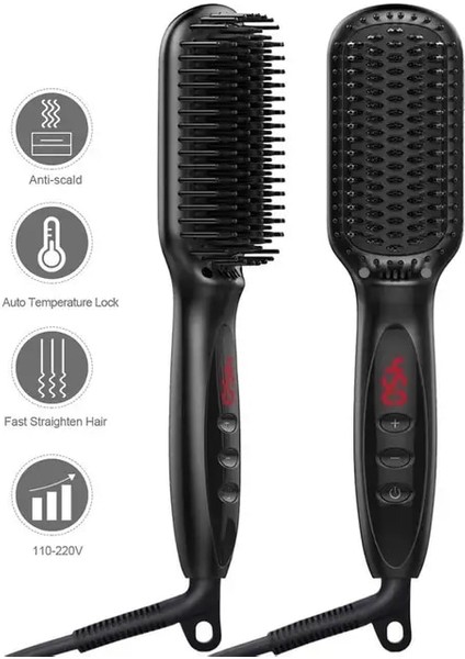 Siyah Abd Isıtma Düzleştirici Tarak Saç Düzleştirici Fırçası Erkekler Hızlı Sakal Düzleştirici Fırça Sakal Tarağı Şekillendirici Demir Pürüzsüzleştirici Tarak (Yurt Dışından)