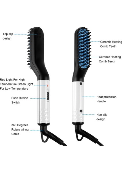 Tip 2 Ingıltere Escova Alisadora Erkekler Sakal Düzleştirici Saç Düzleştirme Fırçası Elektrikli Hızlı Isıtma Düzleştirici Tarak Saç Şekillendirici Araçları (Yurt Dışından) modelleri