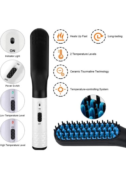 Tip 2 Ingıltere Escova Alisadora Erkekler Sakal Düzleştirici Saç Düzleştirme Fırçası Elektrikli Hızlı Isıtma Düzleştirici Tarak Saç Şekillendirici Araçları (Yurt Dışından) fırsatları