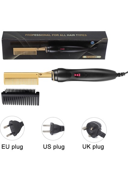 Kutusu ile Ab Profesyonel Saç Düzleştirici Düz Ütüler Isıtma Sıcak Tarak Elektrikli Saç Şekillendirici Tarak Kıvırma ve Düzleştirme Islak Kuru Kullanım (Yurt Dışından) fiyatları