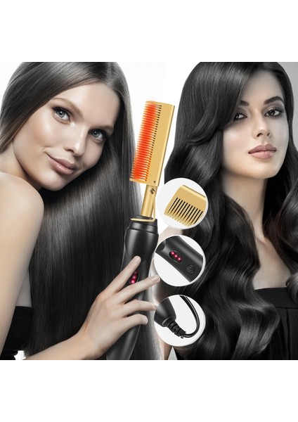 Kutusu ile Ab Profesyonel Saç Düzleştirici Düz Ütüler Isıtma Sıcak Tarak Elektrikli Saç Şekillendirici Tarak Kıvırma ve Düzleştirme Islak Kuru Kullanım (Yurt Dışından) modelleri
