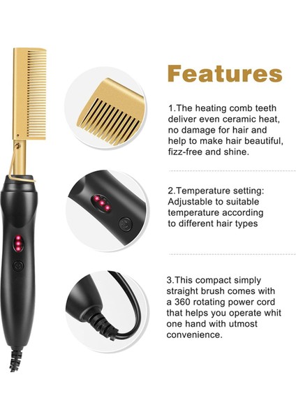 Kutusu ile Ab Profesyonel Saç Düzleştirici Düz Ütüler Isıtma Sıcak Tarak Elektrikli Saç Şekillendirici Tarak Kıvırma ve Düzleştirme Islak Kuru Kullanım (Yurt Dışından) indirimleri