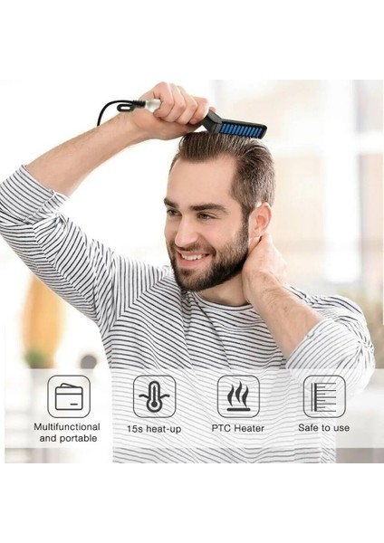 Ab Erkekler Saç Tarak Fırça Hızlı Sakal Düzleştirici Çok Fonksiyonlu Saç Düzleştirici Düzleştirici Isıtmalı Saç Tarak Saç Şekillendirici Curling (Yurt Dışından)