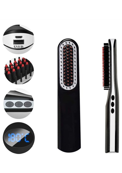 Sakal Düzleştirici Ingiltere Kablosuz Erkekler Hızlı Sakal Düzleştirici Saç Stili Tarak LCD Çok Fonksiyonlu Akülü USB Şarjlı Saç Düzleştirme Fırçası (Yurt Dışından) modelleri