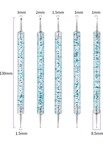 5 Adet Mavi 5 Adet/takım Nail Art Süsleyen Kalem Kristal Boncuk Kolu Çift Uçlu Çizim Boyama Rhinestones Çoklu Boyutları Matkap Manikür Araçları (Yurt Dışından)