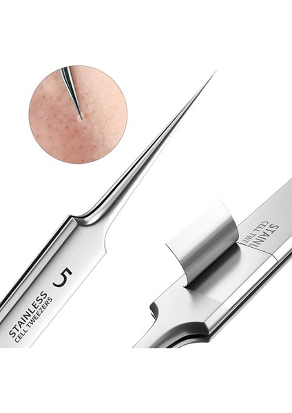 4 Adet Alman Ultra-Ince No. 5 Hücre Sivilce Siyah Nokta Klip Cımbız Güzellik Yüz Sağlık Salonu Özel Siyah Nokta Çıkarıcı Akne Iğne Aracı (Yurt Dışından)