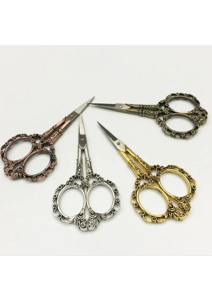 Altın Vintage Erik Çiçeği Makas Retro Avrupa Manikür Paslanmaz Çelik Makas 7.8*15 cm Uzun Kafa Dikiş Düzeltici Metal Makas #t (Yurt Dışından) modelleri