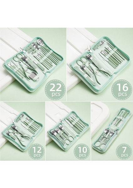 12PCS-MAVI 7/10/12/16/22/35 Adet Manikür Seti Tırnak Makası Kesici Bakım Pedikür Ölü Cilt Pense Araçları Durumda Yeşil (Yurt Dışından) modelleri