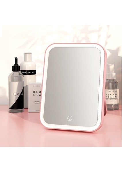Pembe LED Makyaj Aynası Dokunmatik Ekran 3 Işık Taşınabilir Ayakta Katlanır Vanity Ayna 5x Büyüteç Kompakt Kozmetik Ayna (Yurt Dışından)
