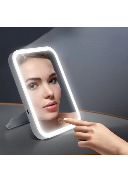 Pembe LED Makyaj Aynası Dokunmatik Ekran 3 Işık Taşınabilir Ayakta Katlanır Vanity Ayna 5x Büyüteç Kompakt Kozmetik Ayna (Yurt Dışından)
