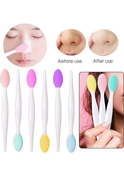 Mavi Silikon Burun Temizleme Fırçası Siyah Nokta Yüz Cilt Bakım Fırçası Dudak Peeling Fırçası Çift Taraflı Yüz Temizleme Aracı Kaldırmak (Yurt Dışından)