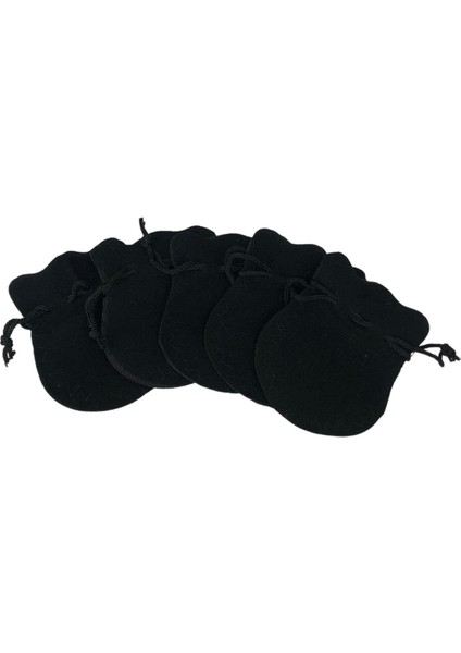 Kadife Kese Siyah 50 Adet 6x8 Boy Takı, Altın Kesesi (Ipli & Büzgülü)