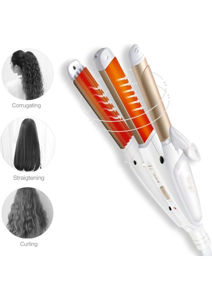 Beyaz Hiçbir Kutu Ab 2021 Yeni Saç Düzleştirici Çok Fonksiyonlu 3 In 1 Saç Düzleştirme ve Curling Demir Saç Düzleştirici Şekillendirme Araçları Noel Hediyesi (Yurt Dışından)
