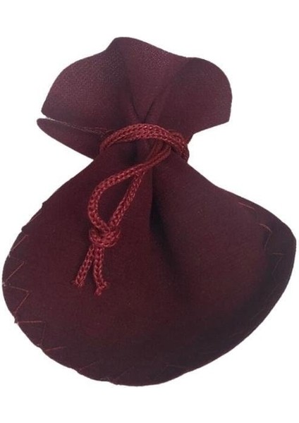 Kadife Kese Bordo 50 Adet 8x9 (2) Boy Takı, Altın Kesesi (Ipli & Büzgülü)
