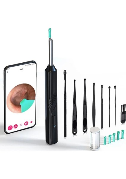 Siyah Kablosuz Akıllı Kulak Kaşığı Taşınabilir Endoskop Wifi Görsel Kulak Temizleyici Hd Kamera ile Kulak Kiri Temizleme Aracı (Yurt Dışından)