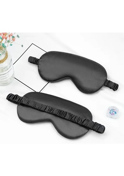 Siyah Kadın Taklit Ipek Uyku Göz Maskesi Taşınabilir Seyahat Eyepatch Şekerleme Göz Bandı Dinlenme Körü Körüne Göz Kapağı Uyku Maskesi Gece Siperliği (Yurt Dışından)