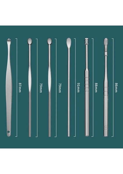 6 Adet Pinkcase 6 Adet/takım Paslanmaz Çelik Kulak Toplama Aracı Set Kulak Temizleyici Kulak Kulak Temizleme Kaşığı Kulak Koruyucu Sağlık Kir Sökücü (Yurt Dışından)