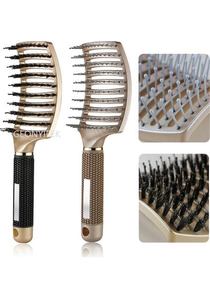 Tip A Altın Saç Fırçası Saç Derisi Masaj Tarak Saç Fırçası Kıl ve Naylon Kadın Islak Kıvırcık Detangle Saç Fırçası Salon Kuaförlük Şekillendirici Araçları (Yurt Dışından)