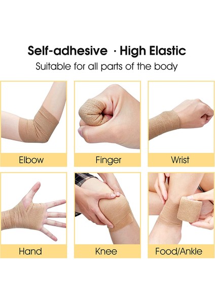 No.17 5cmx4.5m Spor Bandaj Elastik Elastoplast Kendinden Yapışkanlı Bant Bilek Korumak Avuç Içi Parmak Kol Omuz Diz Ayak Bileği Evcil Hayvanlar Bacak Dövme Güvenliği (Yurt Dışından)