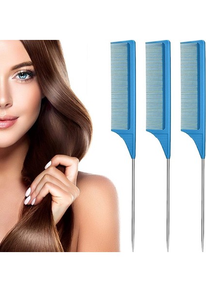 Mavi 3 Paket Sıçan Kuyruğu Tarak Çelik Pim Sıçan Kuyruğu Karbon Fiber Isıya Dayanıklı Alay Taraklar Paslanmaz Çelik Kılkuyruk (Yurt Dışından) fiyatları