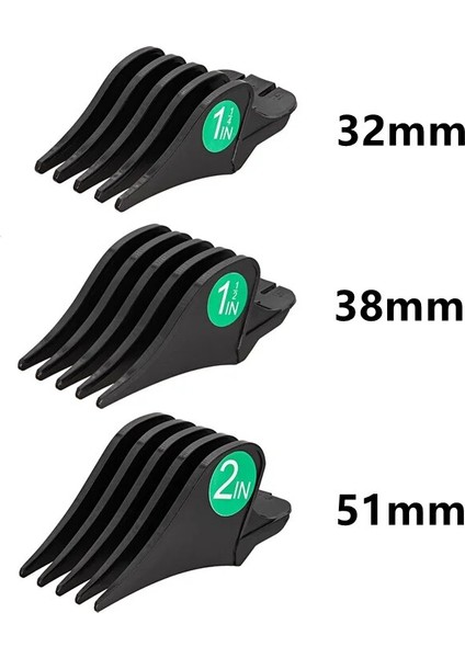 3pc-Yeşil Büyük Boy Limit Tarak Wahl Evrensel Kesme Kılavuzu Tarak Berber Dükkanı Saç Kesme Eki 3 Adet/takım Boyutu 32/38/51MM Y0729 (Yurt Dışından)