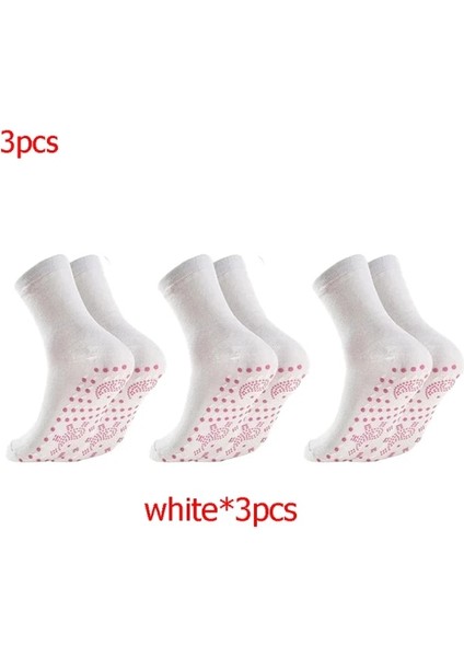 White-3pcs Kış Kendinden Isıtmalı Sağlık Çorapları Unisex Manyetik Terapi Rahat Sıcak Sox Kayak Sporları Nefes Ayak Masajı Bakım Çorap (Yurt Dışından)