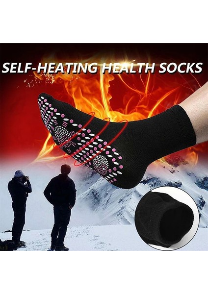 White-3pcs Kış Kendinden Isıtmalı Sağlık Çorapları Unisex Manyetik Terapi Rahat Sıcak Sox Kayak Sporları Nefes Ayak Masajı Bakım Çorap (Yurt Dışından)