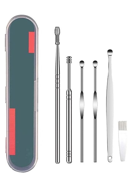 6 Adet/takım Kulak Temizleyici Seti Kulak Tıkacı Kulak Kiri Sökücü Kulak Kaşığı Küret Kulak Temizleme Spiral Earpick Kolay Kulak Kirini Temizleme Piercing Kiti (Yurt Dışından)