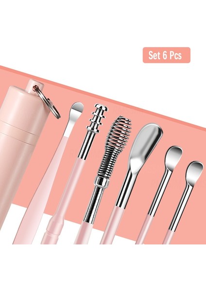 6 Adet/takım Kulak Temizleyici Seti Kulak Tıkacı Kulak Kiri Sökücü Kulak Kaşığı Küret Kulak Temizleme Spiral Earpick Kolay Kulak Kirini Temizleme Piercing Kiti (Yurt Dışından)