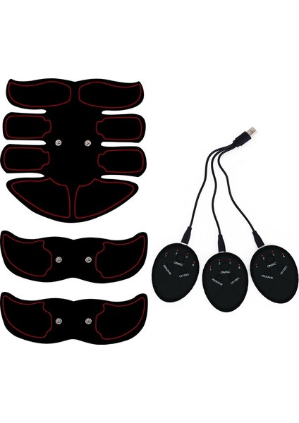 Sarı Yan Set Kablosuz Elektrikli Ems Kas Stimülatörü Karın Anti-Selülit Masajı Abs Eğitmen Vücut Şekillendirme Yama Ev Fitness (Yurt Dışından)